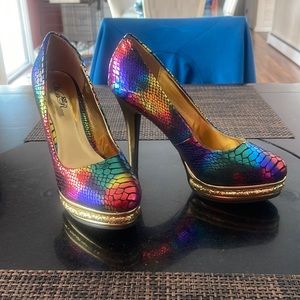 Wild Rose Colorful Snakeskin Heels